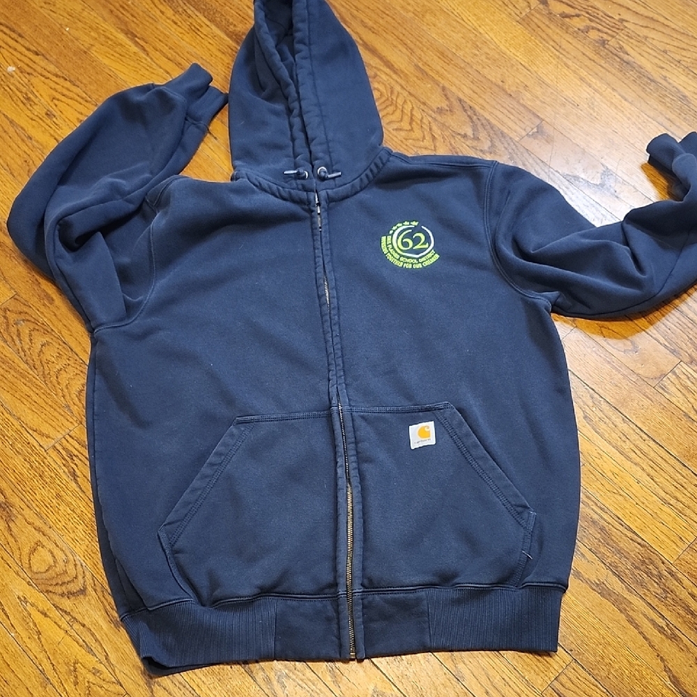 Carhartt MENS Dark Blue Hoodie with Green Logo